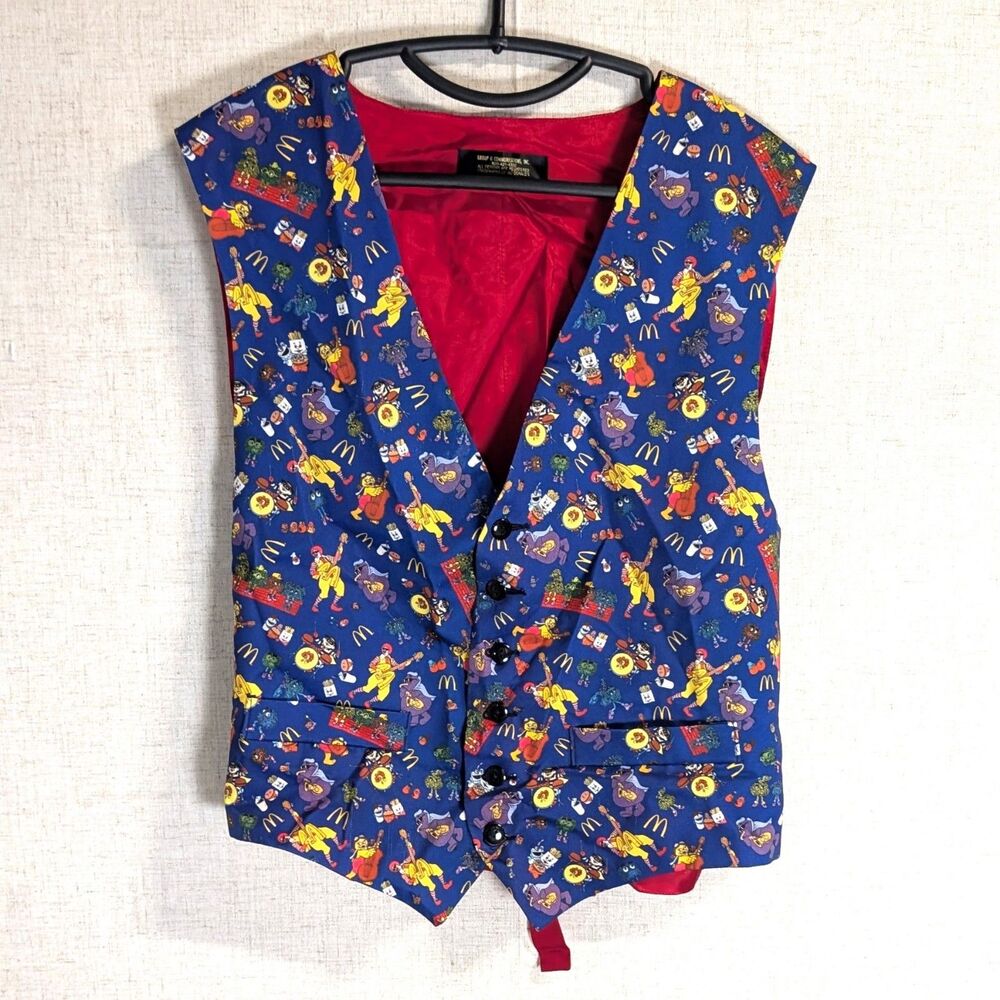 Vintage McDonald's Novelty Character Print Vest Group II Blue & Red Size M